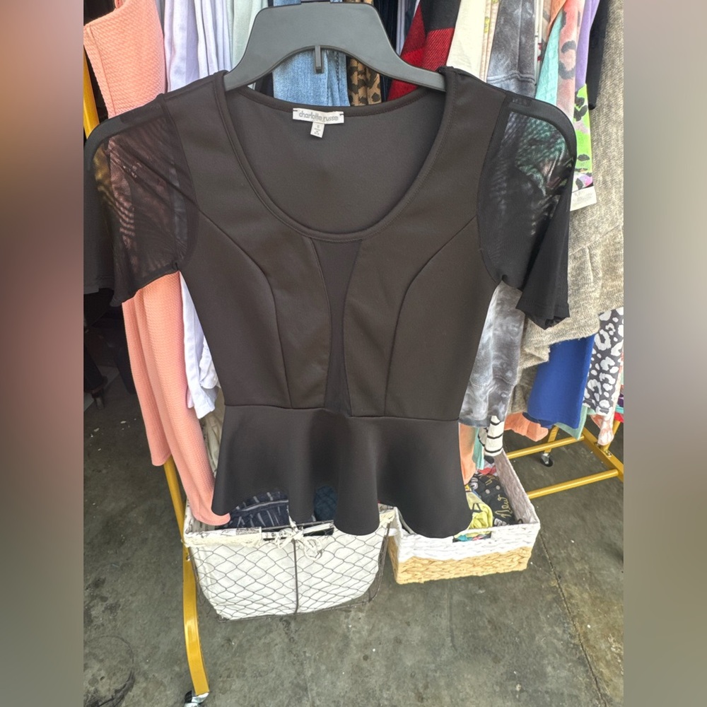 Black peplum top